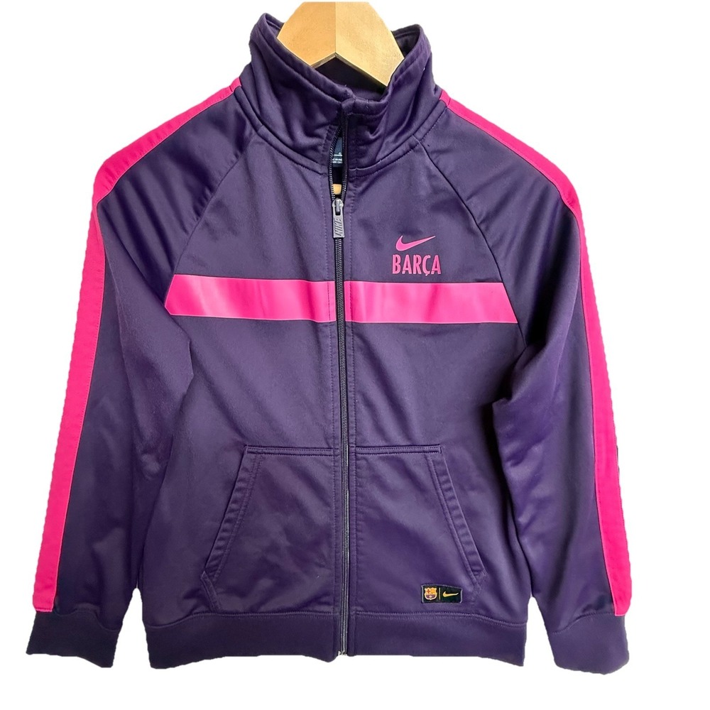 Nike FC Barcelona Track Jacket Womens L Purple Pink Full Zip Barca
